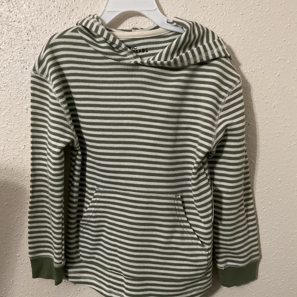 Epic Threads Olive Green & White Striped Kids Hoodie with Kangaroo Pouch Size 5 - Picture 1 of 3